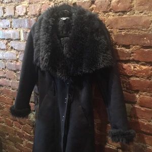 Faux-shearing long coat