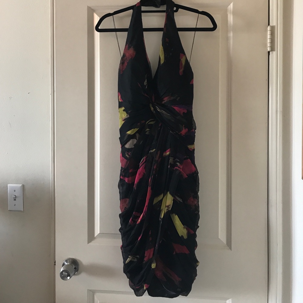 Black Aidan Mattox halter party dress