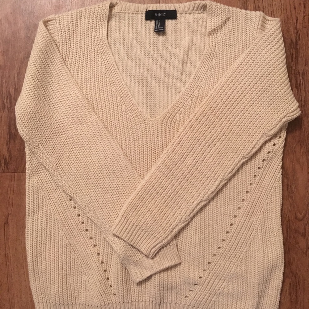 Cream V-neck Sweater
