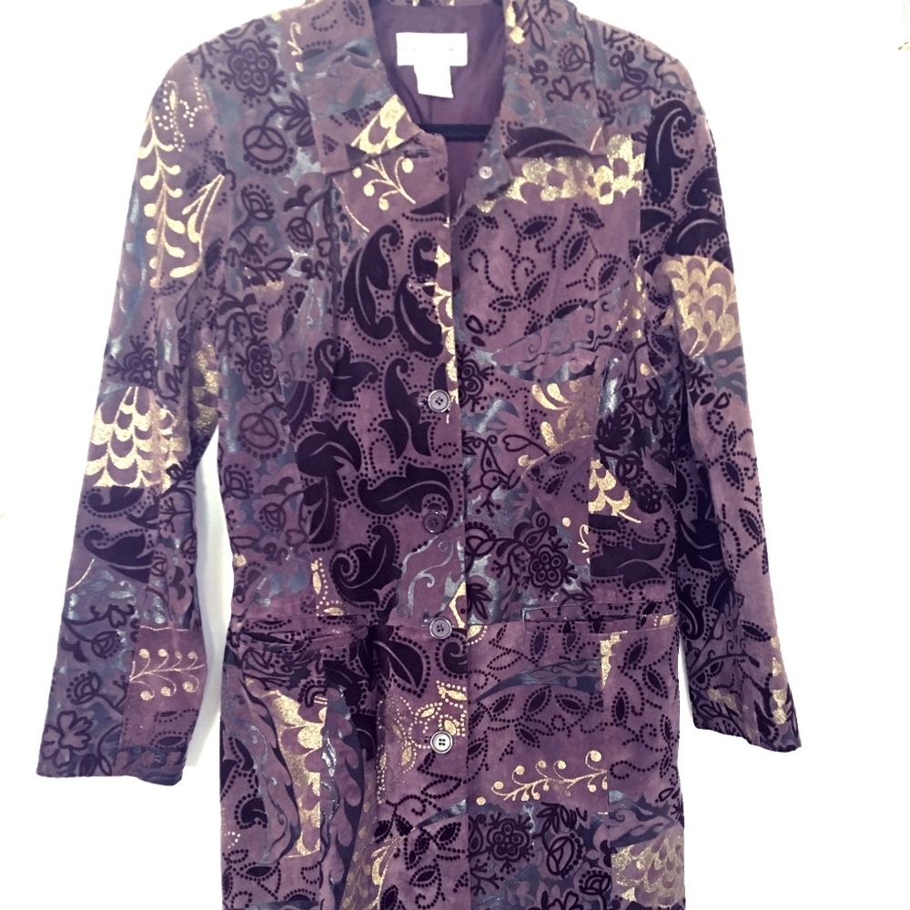 Newport News Purple Gold Genuine Leather Coat