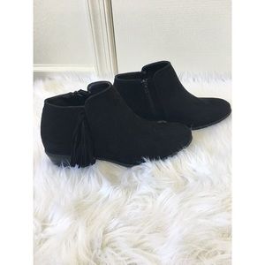Black, faux suede ankle booties