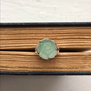 Sterling silver green glass rose ring
