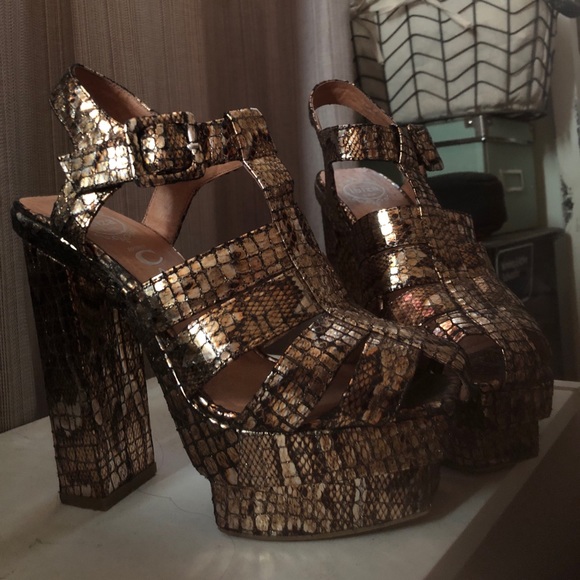 Jeffrey Campbell Eva B Snakeskin Gladiator Heels - Picture 3 of 4