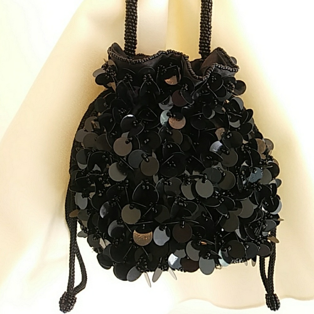 Black Beaded Mini Bag