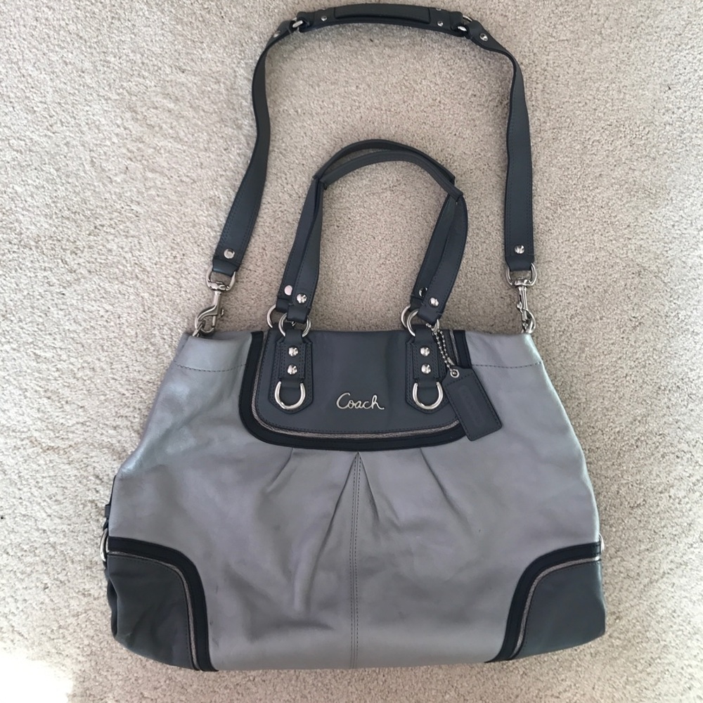 Authentic Coach Ashley Spectator Grey Purse