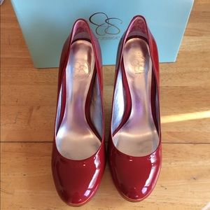 Jessica Simpson red patent leather heels