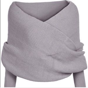 Off the shoulder wrap sweater
