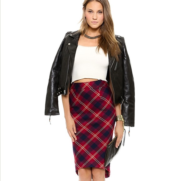 Free People Dresses & Skirts - Free People Red Green Geometric Pencil Skirt 0