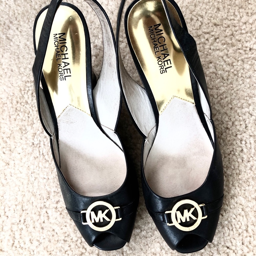 Michael Kors leather wedge sandals