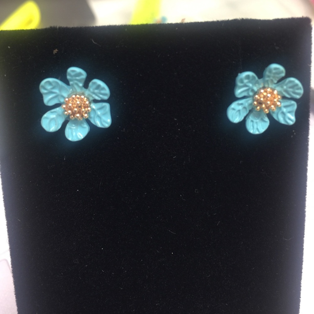 Turquoise Flower with Gold Post Earrings,Boutique-NWT