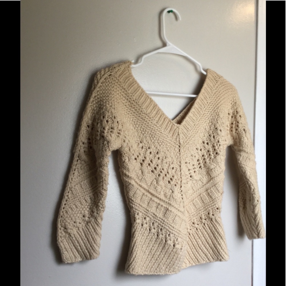 Hand knit tan fitted stylish sweater