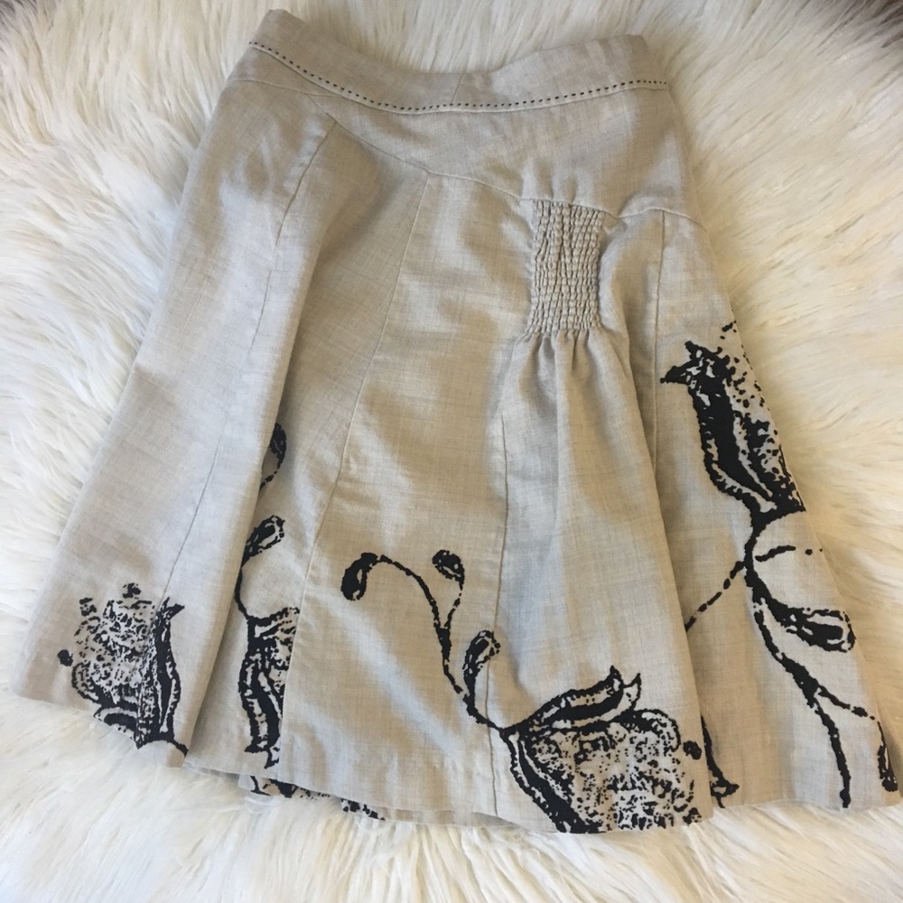 Anthropologie Wool Floral Detail Skirt