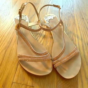 Rose gold flat sandals