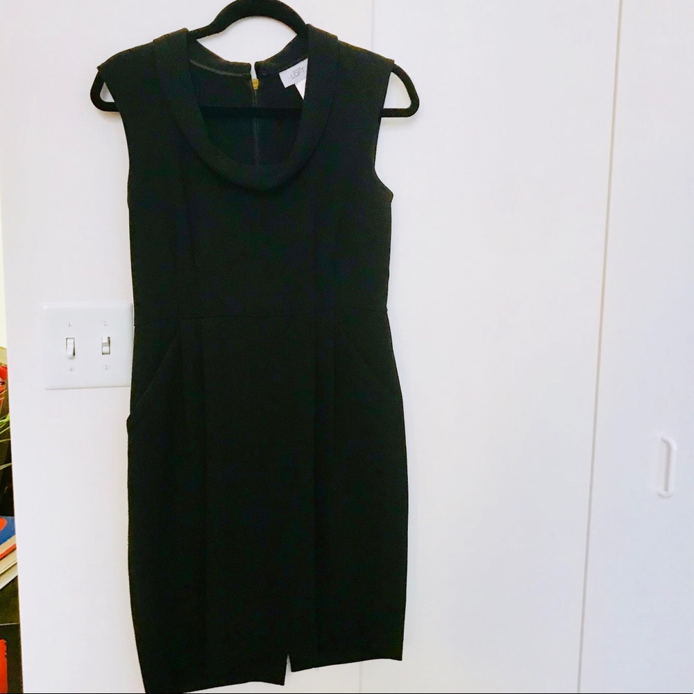 Loft black work dress with POCKETS!