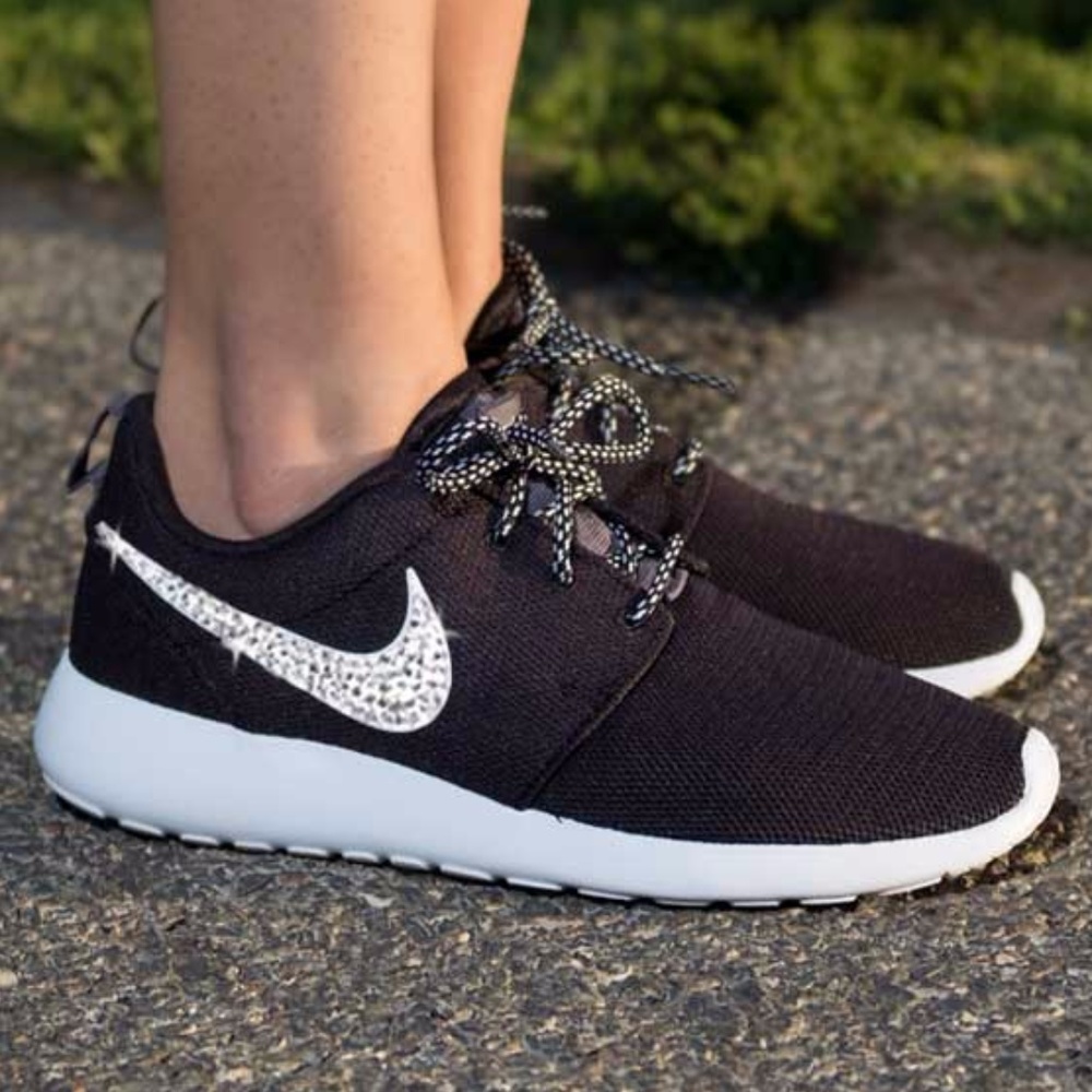 Black Nike Roshe with Swarovski Crystals, NEW