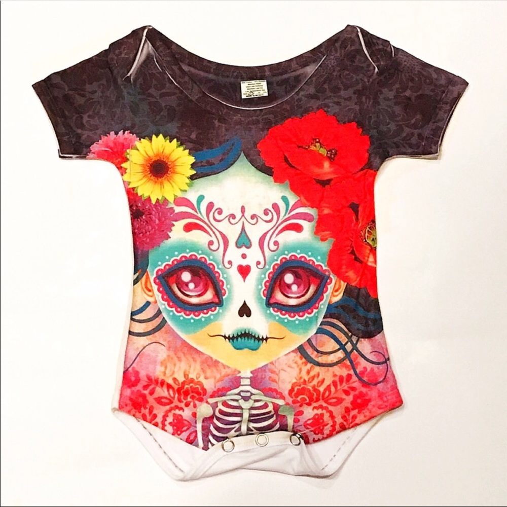 Día de Los Muertos Baby Onesie Sugar Skull 3-6 Mo