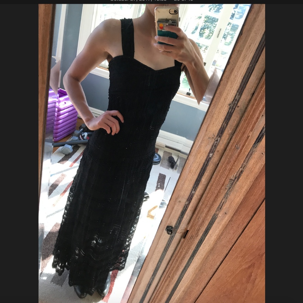 Max Studio Black Lace Tiered Maxi Dress