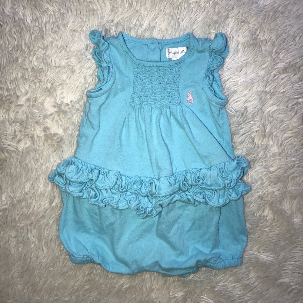 Blue Ralph Lauren Baby 3M Ruffled Polo Outfit