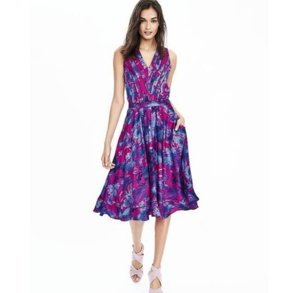 Banana Republic Floral Vee Dress, pink and blue