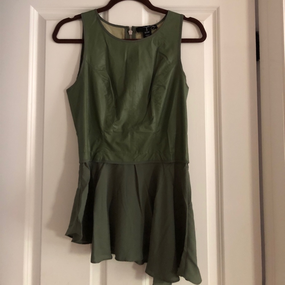 ‘Leather’ top with exposed zipper