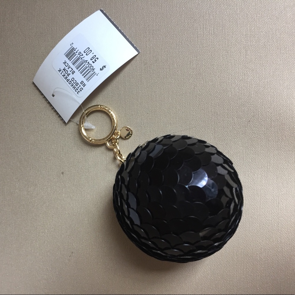 NWT GENUINE MICHAEL KORS DISCO BALL KEYCHAIN BLACK