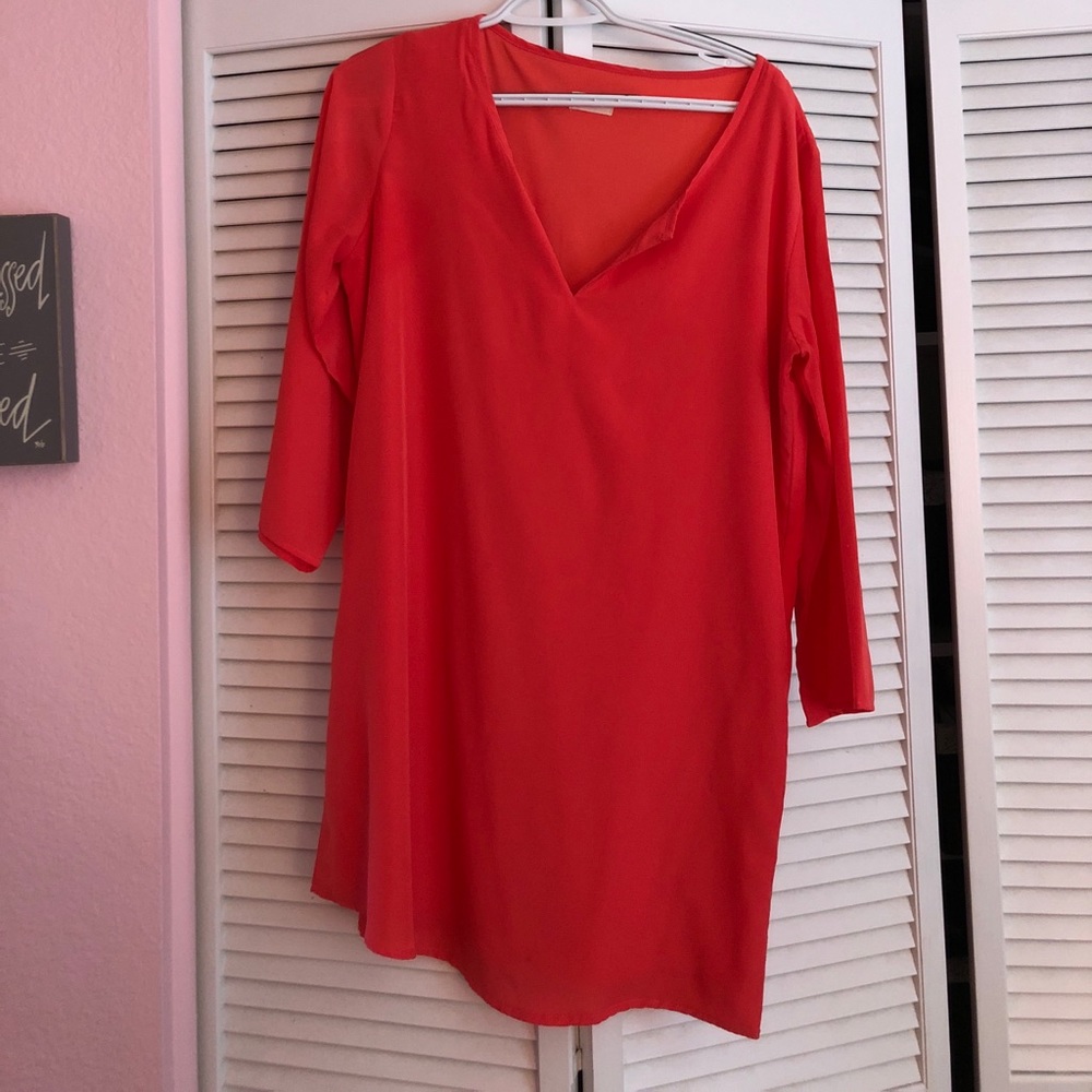 Coral TOBI 3/4 sleeves dress