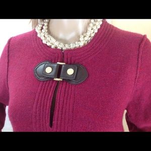 Wool/Alpaca Leather-Trim Pullover Sweater TORY