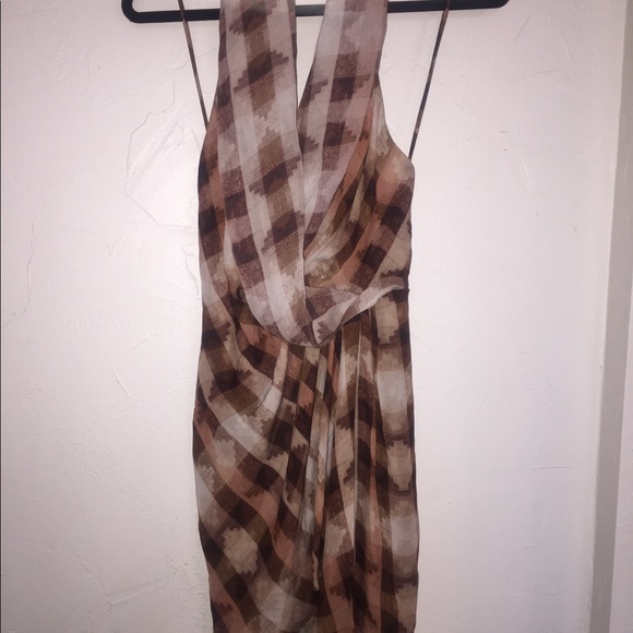 NOW‼️82%⤵️Haute Hippie Silk Plaid Halter Mini - Picture 2 of 5