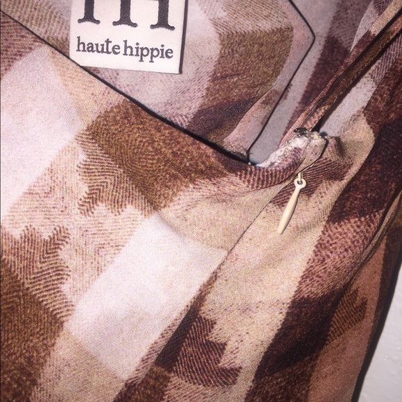 NOW‼️82%⤵️Haute Hippie Silk Plaid Halter Mini - Picture 5 of 5