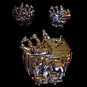 Noah's Ark Brooch and Earrings