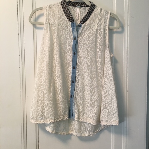 Free People white lace top - Picture 2 of 4