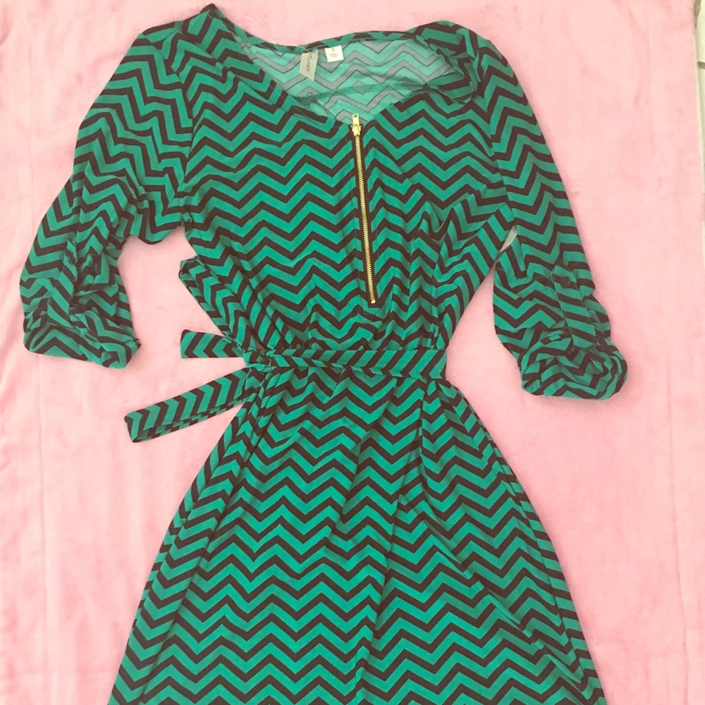 Green and black dress