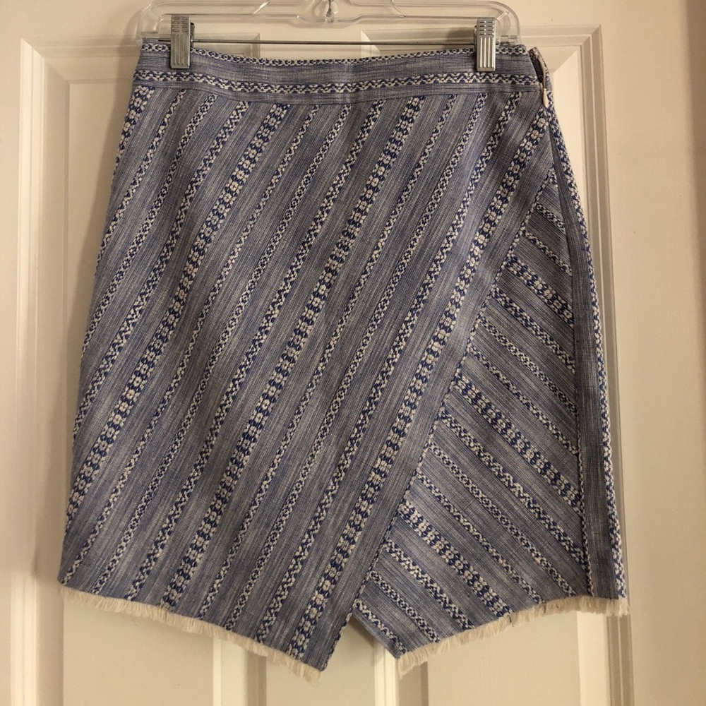 Blue and white fringed skirt