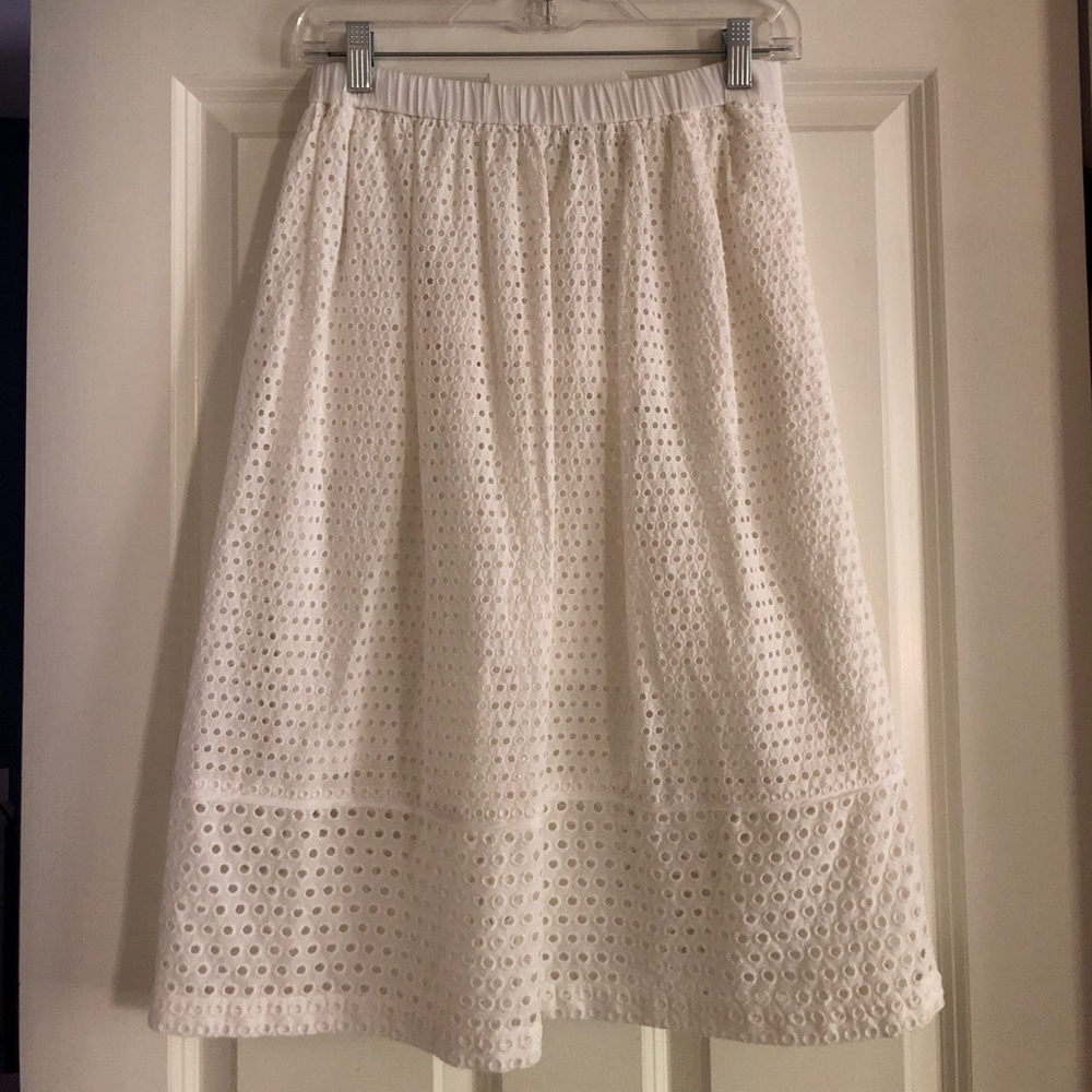 J.Crew white eyelet midi skirt