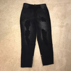 Black Distressed Jeans (Denim) from Forever 21