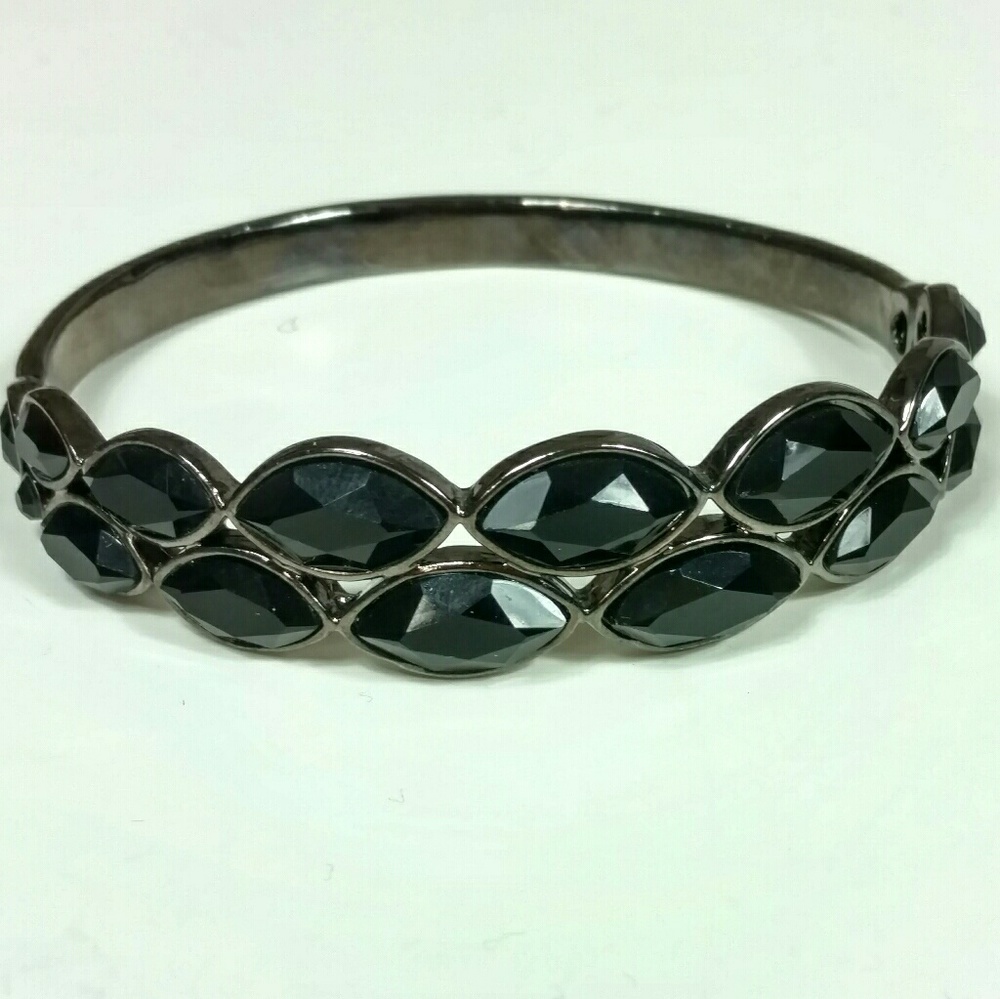 Black rhinestone bangle bracelet