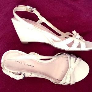 White Patent Strappy Wedge Heel Sandals