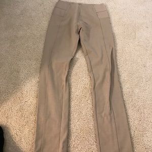 Raw Hem Stretchy Legging Pants in Nude
