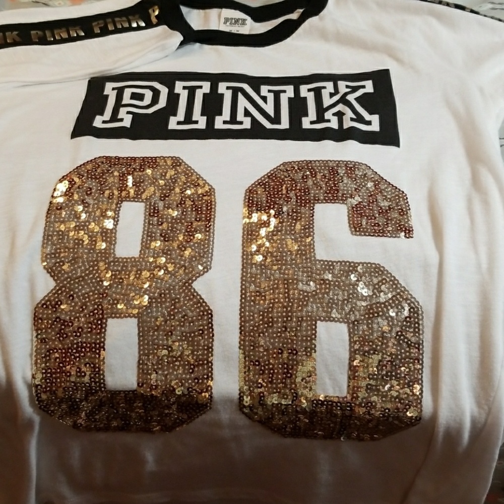 PINK 86 sequin tshirt