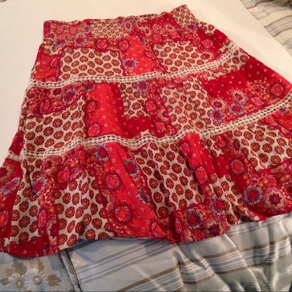 Crochet pink and pattern boho skirt