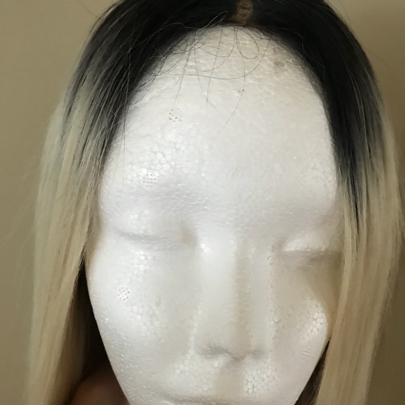Human blended bleach blonde wig with dark roots main image 6