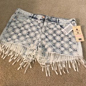 Low Rise Lei Shorts, faded jean look.