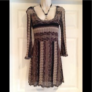 Brown and black see through knit dress -sparkle!!