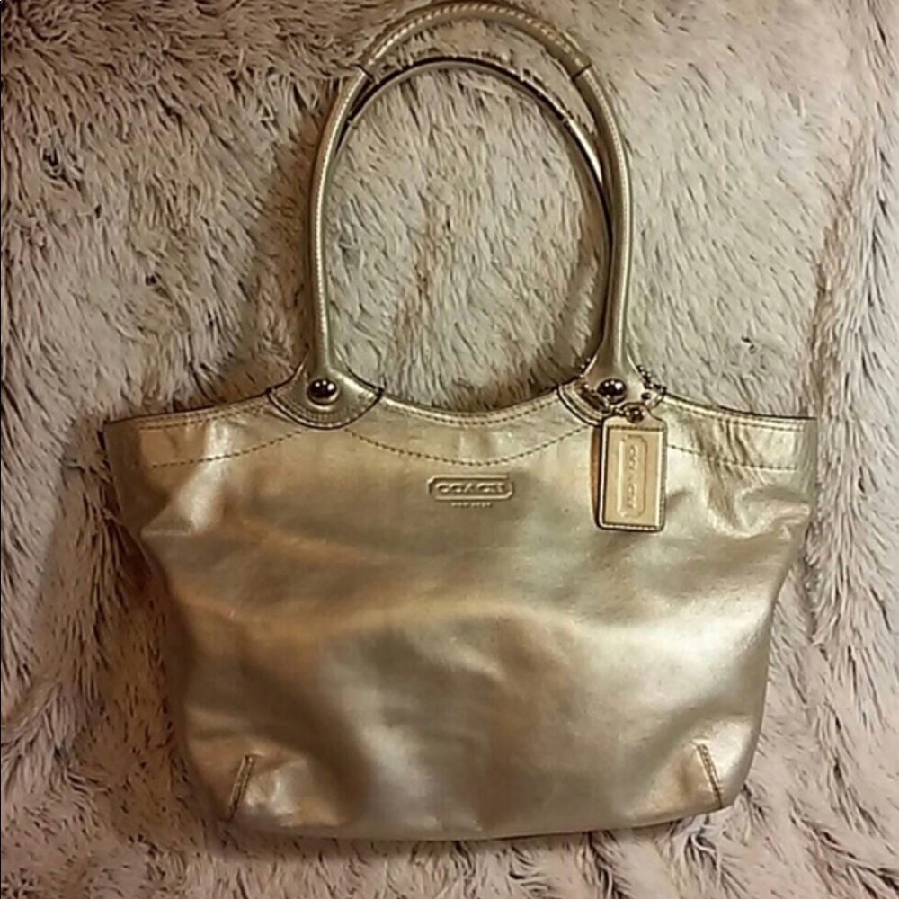 Metallic gold COACH tote