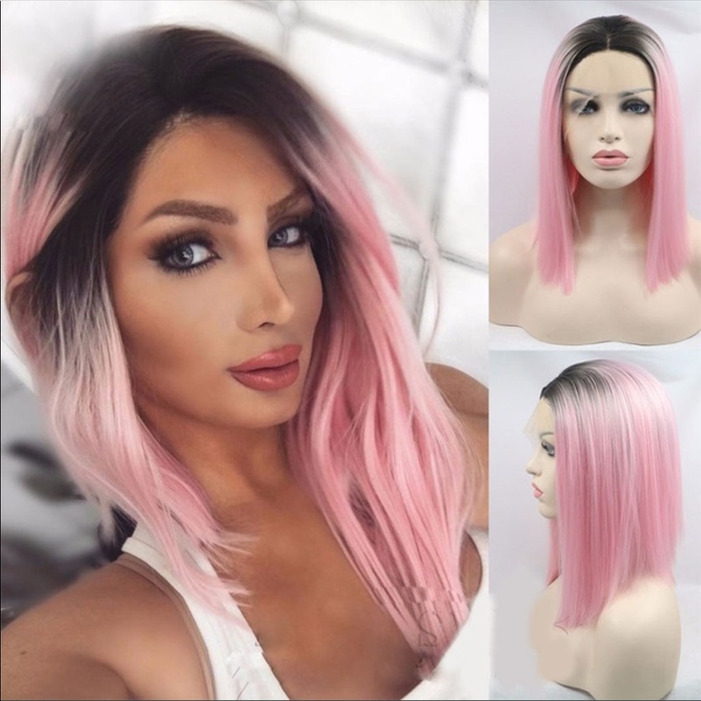 Pink and Black ombré false wig
