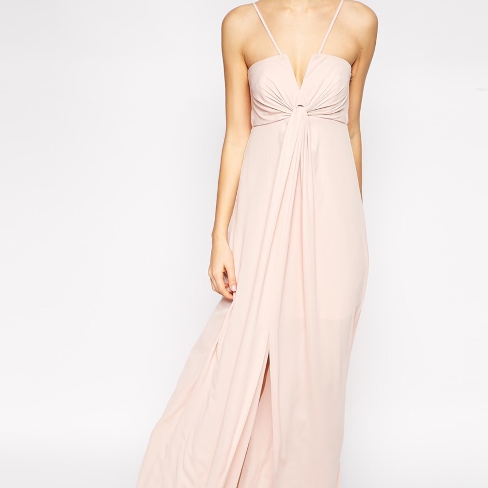 Blush floor length Bridesmaid Gown/ wedding Guest