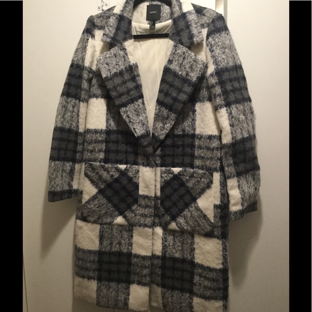 NWT Forever 21 Longline Plaid Coat
