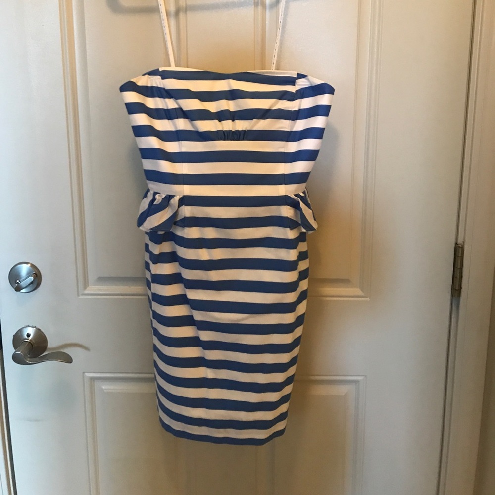 Lilly Pulitzer blue and white striped peplum dress
