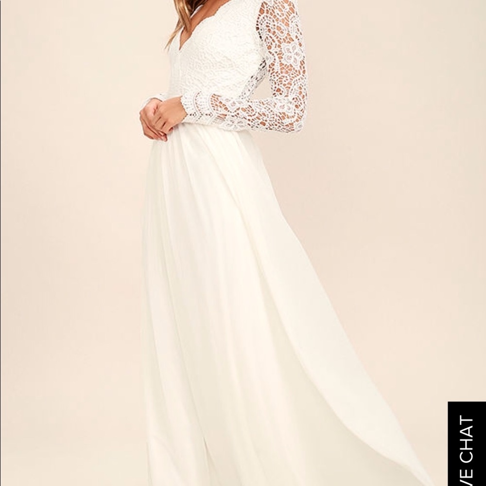 White lace top maxi dress