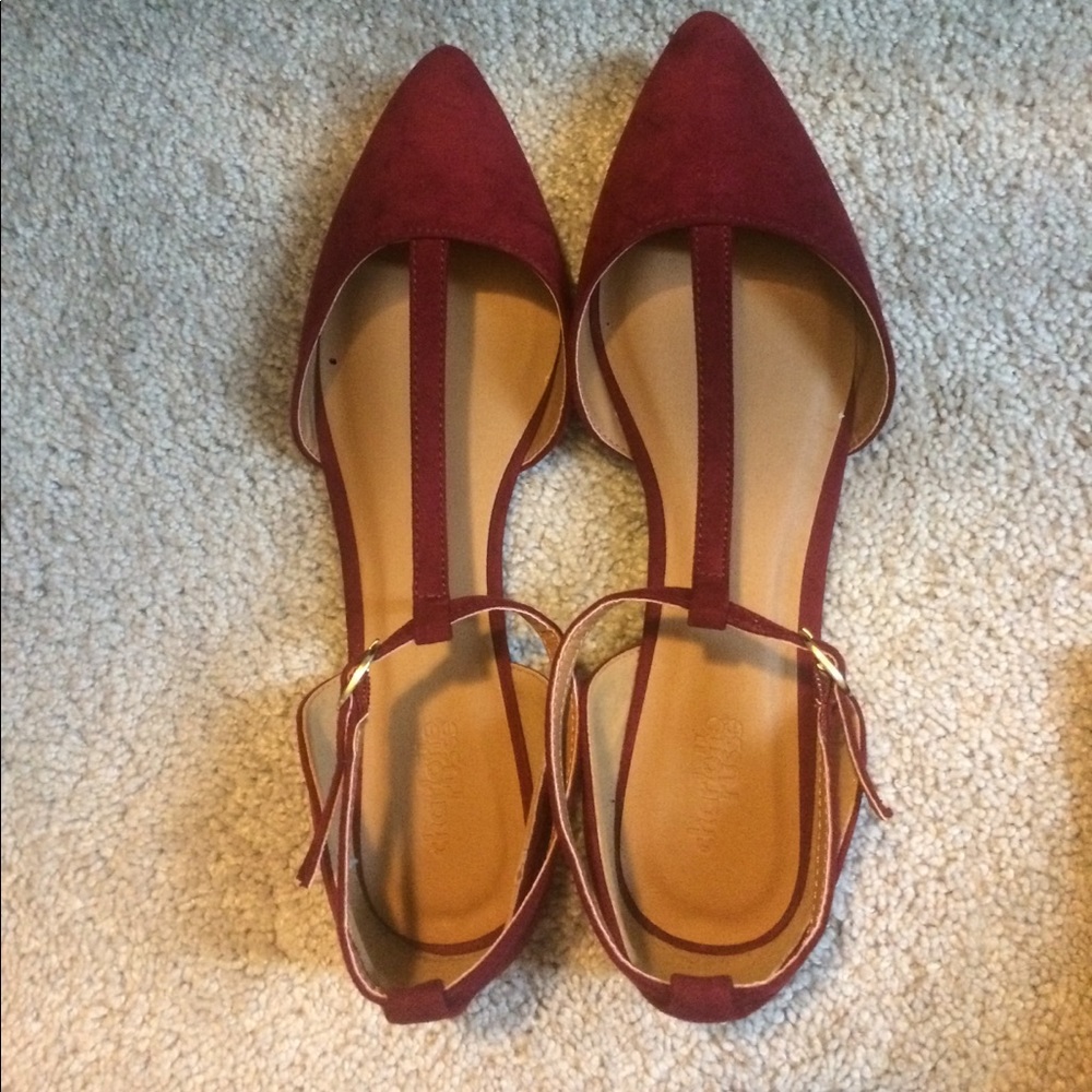Burgundy flats